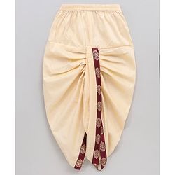 Babyhug Full Sleeves Kurta & Dhoti With Jacket Embroidery Detailing - Cream Maroon - Image 7