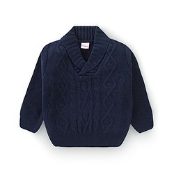 Babyhug Full Sleeves Sweater with Cable Knit Design - Navy - Image 11