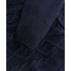 Babyhug Full Sleeves Sweater with Cable Knit Design - Navy - Image 5
