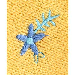 Babyhug Full Sleeves Sweater With Frill Detailing & Floral Embroidery- Yellow - Image 3