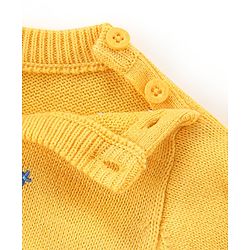 Babyhug Full Sleeves Sweater With Frill Detailing & Floral Embroidery- Yellow - Image 4