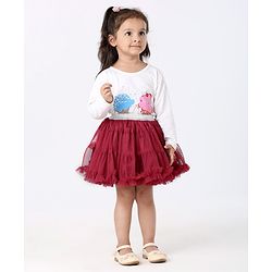 Babyhug Knee Length Party Wear Skirt Solid Color - Maroon - Image 4