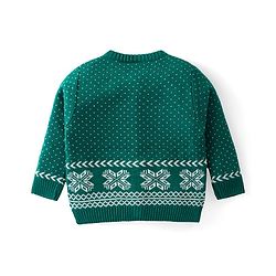 Babyhug Knit Full Sleeves Front Open Sweater Set with Polka Dot Design - Green - Image 3