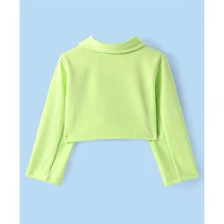 Babyhug Knit Full Sleeves Solid Color Top & Skirt Set with light Jacket- Light Green - Image 4