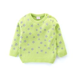 Babyhug Knit Full Sleeves Sweater With Star Print - Green - Image 6