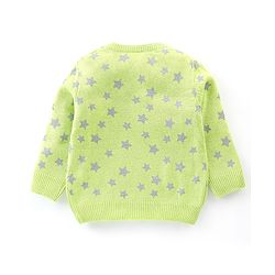 Babyhug Knit Full Sleeves Sweater With Star Print - Green - Image 7