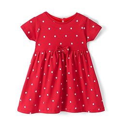 Babyhug Knit Half Sleeves Floral Printed Frocks Pack of 2 - Red & White - Image 11