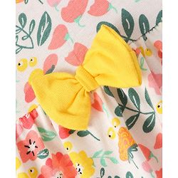 Babyhug Knit Half Sleeves Floral Printed Frocks Pack of 2 - Red & White - Image 13