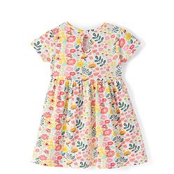 Babyhug Knit Half Sleeves Floral Printed Frocks Pack of 2 - Red & White - Image 3