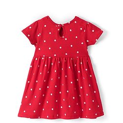 Babyhug Knit Half Sleeves Floral Printed Frocks Pack of 2 - Red & White - Image 5