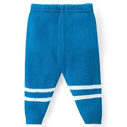 Babyhug Knitted Full Sleeves Front Open Sweater Set with Polka Dot Design - Aqua Blue - Image 4