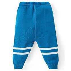 Babyhug Knitted Full Sleeves Front Open Sweater Set with Polka Dot Design - Aqua Blue - Image 5