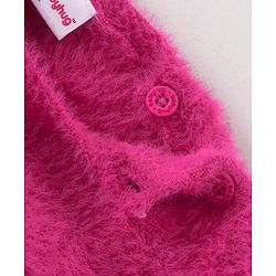 Babyhug Knitted Full Sleeves Pullover Sweater with Sequin Star Embroidery - Fuchsia - Image 4