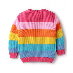 Babyhug Knitted Full Sleeves Pullovers Striped Sweater - Multicolor - Image 22