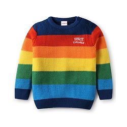 Babyhug Knitted Full Sleeves Pullovers Striped Sweater - Multicolor - Image 5