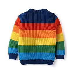 Babyhug Knitted Full Sleeves Pullovers Striped Sweater - Multicolor - Image 6