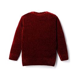 Babyhug Knitted Full Sleeves Soft Chenille Yarn Pullover Sweater With Sequin Detailing - Maroon - Image 3