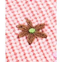 Babyhug Knitted Full Sleeves Sweater With Floral Embroidery - Peach - Image 3