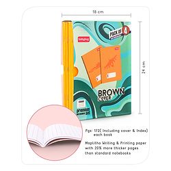 Babyhug Premium Brown Cover Square Lines Exercise Book Set Pack of 4 - 172 Pages Each - Image 3