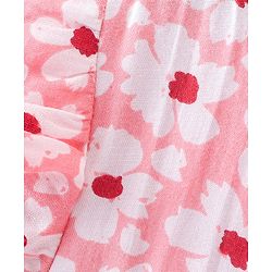Babyhug Rayon Woven Full Sleeves Floral Printed Frock with Frill Detailing - Pink - Image 7