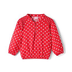 Babyhug Rayon Woven Full Sleeves Polka Dot Printed Top - Red - Image 22