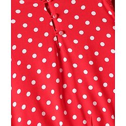 Babyhug Rayon Woven Full Sleeves Polka Dot Printed Top - Red - Image 24
