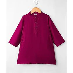 Babyhug Rayon Woven Full Sleeves Solid Kurta Dhoti Set with Sequenced Nehru Jacket - Magenta Pink - Image 25