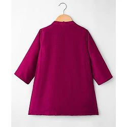 Babyhug Rayon Woven Full Sleeves Solid Kurta Dhoti Set with Sequenced Nehru Jacket - Magenta Pink - Image 26