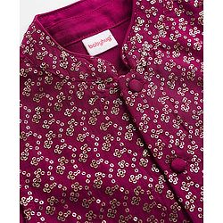 Babyhug Rayon Woven Full Sleeves Solid Kurta Dhoti Set with Sequenced Nehru Jacket - Magenta Pink - Image 29