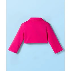 Babyhug Scuba Woven Full Sleeves Solid Jacket & Skirt With Inner Top - Dark Pink - Image 34