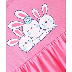 Babyhug Short Sleeves Cotton Knit Bunny Printed Frocks Pack of 3 - Multicolor - Image 8