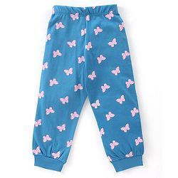 Babyhug Single Jersey Cotton Knit Full Sleeves Night Suit With Butterfly Print - Blue - Image 5