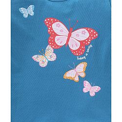 Babyhug Single Jersey Cotton Knit Full Sleeves Night Suit With Butterfly Print - Blue - Image 6