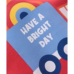 Babyhug Single Jersey Cotton Knit Full Sleeves Night Suit with Truck Print - Red - Image 7