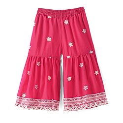 Babyhug Sleeveless  Top With Sharara & Floral Embroidered Jacket Set - Pink - Image 6