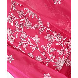 Babyhug Sleeveless  Top With Sharara & Floral Embroidered Jacket Set - Pink - Image 8