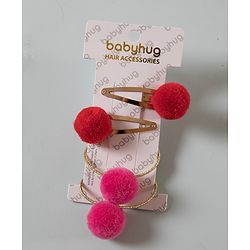 Babyhug Snap Clips with PomPom Set of 4 Pieces - Light Pink Purple - Image 4