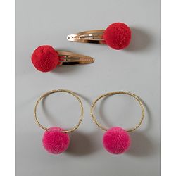 Babyhug Snap Clips with PomPom Set of 4 Pieces - Light Pink Purple - Image 5