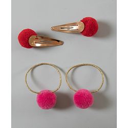 Babyhug Snap Clips with PomPom Set of 4 Pieces - Light Pink Purple - Image 6