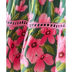 Babyhug Woven Full Sleeves Frock Floral Printed - Teal Green - Image 3