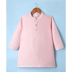 Babyhug Woven Full Sleeves Kurta Dhoti Set with Floral Embroidered Waistcoat - Pink - Image 11