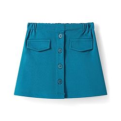 Babyhug Woven Full Sleeves Solid Colour Party Collared Top & Skirt Set with Pockets - Teal Blue - Image 12