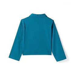 Babyhug Woven Full Sleeves Solid Colour Party Collared Top & Skirt Set with Pockets - Teal Blue - Image 18