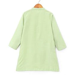 Babyhug Woven Full Sleeves Solid Kurta Pyjama Set with Mirror Embroidered Jacket - Green & White - Image 5