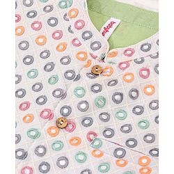 Babyhug Woven Full Sleeves Solid Kurta Pyjama Set with Mirror Embroidered Jacket - Green & White - Image 9