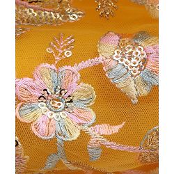 Babyhug Woven Sequinned Floral Embroidered Frock with Three Fourth Sleeves Net Jacket -Yellow - Image 13