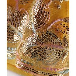 Babyhug Woven Sequinned Floral Embroidered Frock with Three Fourth Sleeves Net Jacket -Yellow - Image 7