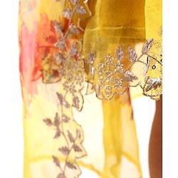 Babyhug Woven Sleeveless Ethnic Dress & Jacket Set With Floral Printed & Embroidery - Yellow - Image 4