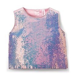 Babyhug Woven Sleeveless Mesh Top & Skirt Set With Sequin Detailing - Multicolour - Image 30