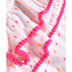 Babyhug Woven Sleeveless Top With Frill & Polka Dots - Pink & White - Image 9